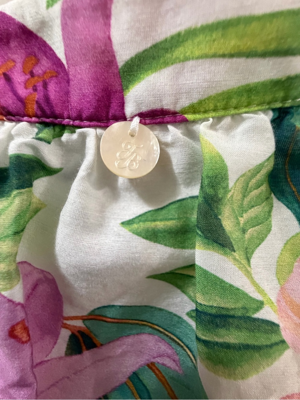 Tommy Bahama Tropical Bliss Peasant Top XL Cotton Silk Floral Parrot NWT - Picture 7 of 7